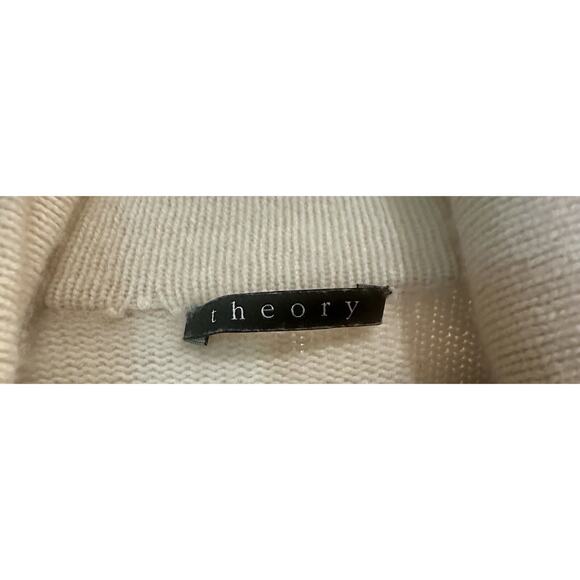 Theory Nobiz Cashmere Open Cardigan Sweater Size Small Cream Luxury Mid Length - Picture 3 of 5